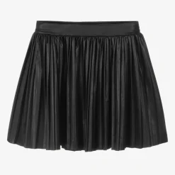 NAME IT Skirts*Girls Black Faux Leather Pleated Skirt
