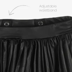 NAME IT Skirts*Girls Black Faux Leather Pleated Skirt