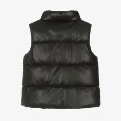 Mayoral Coats & Jackets*Girls Black Faux Leather Puffer Gilet