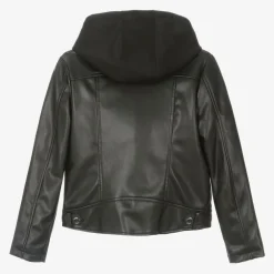 Guess Coats & Jackets*Girls Black Faux Leather Biker Jacket