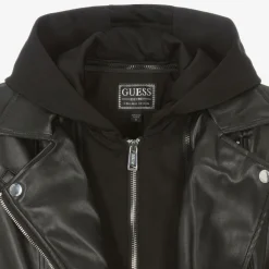 Guess Coats & Jackets*Girls Black Faux Leather Biker Jacket
