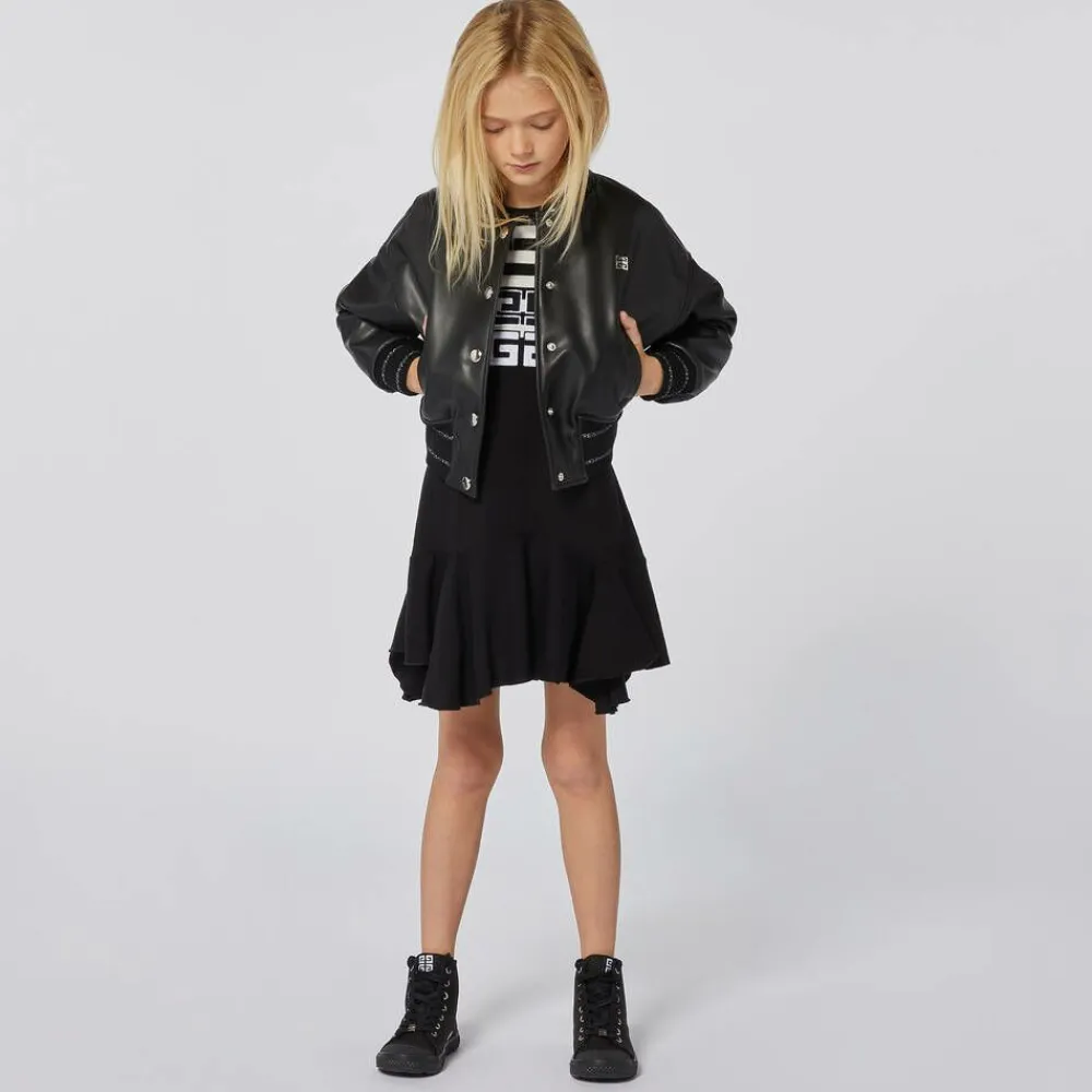 Givenchy Coats & Jackets*Girls Black Faux Leather Bomber Jacket