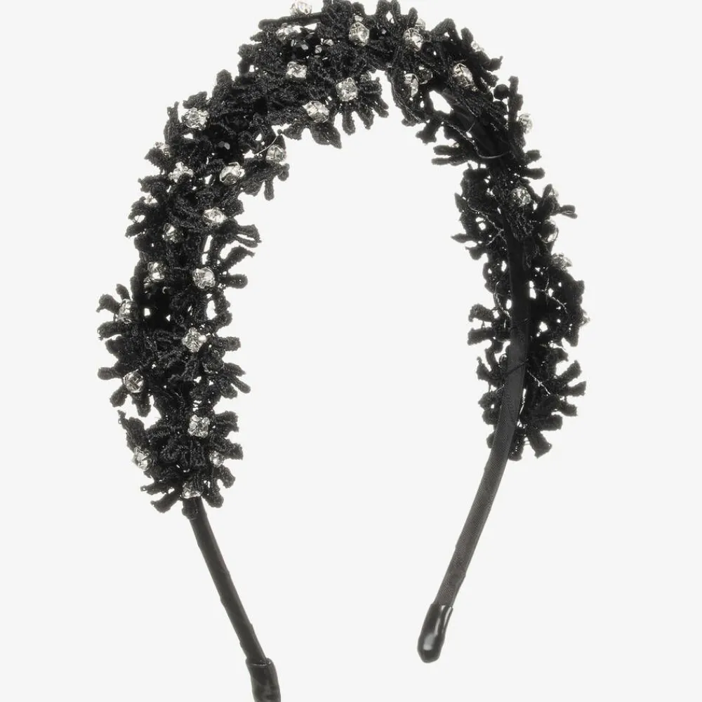 Sienna Likes To Party Hair Accessories*Girls Black Floral Hairband