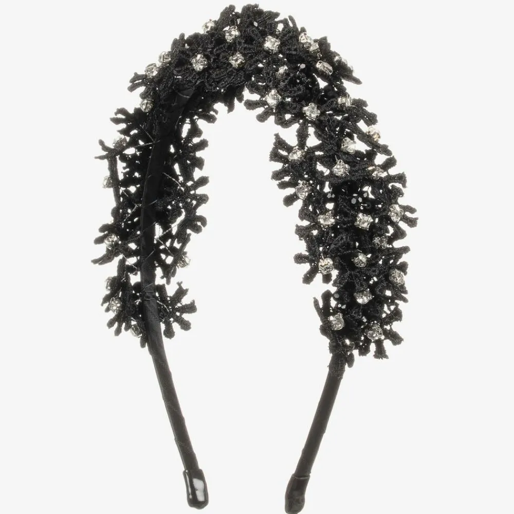 Sienna Likes To Party Hair Accessories*Girls Black Floral Hairband