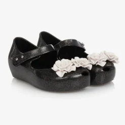 Mini Melissa Jelly Shoes|Jelly Shoes*Girls Black Flower Jelly Shoes