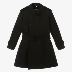 Burberry Coats & Jackets*Girls Black Gabardine Trench Coat