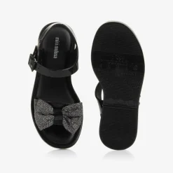 Mini Melissa Sandals|Sandals*Girls Black Glitter Bow Jelly Sandals