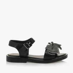 Mini Melissa Sandals|Sandals*Girls Black Glitter Bow Jelly Sandals