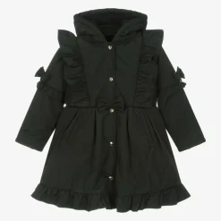 Caramelo Kids Coats & Jackets*Girls Black Hooded Bow Coat