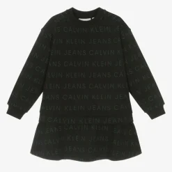 Calvin Klein Dresses*Girls Black Jersey Logo Dress
