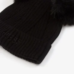 Guess Hats*Girls Black Knit Pom-Pom Hat