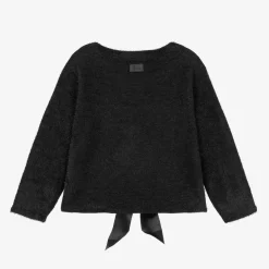 The Tiny Universe Tops*Girls Black Knitted Bow Cardigan