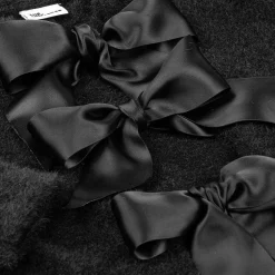 The Tiny Universe Tops*Girls Black Knitted Bow Cardigan