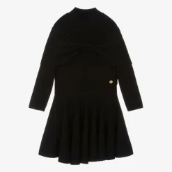 Lanvin Dresses*Girls Black Knitted Bow Dress