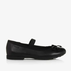 Geox School Shoes*Girls Black Leather Ballet Pumps