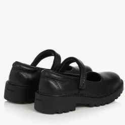 Geox School Shoes*Girls Black Leather Velcro Shoes