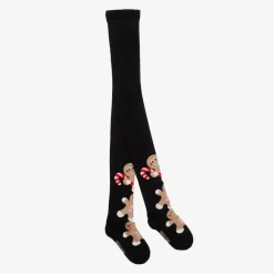 Wauw Capow Tights|Tights*Girls Black Organic Cotton Gingerbread Tights