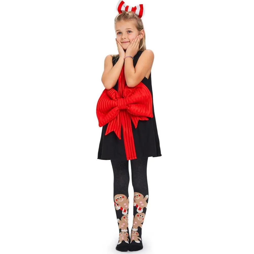 Wauw Capow Tights|Tights*Girls Black Organic Cotton Gingerbread Tights