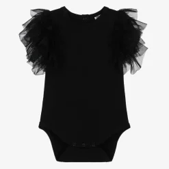 The Tiny Universe Tops*Girls Black Organic Cotton Bodysuit