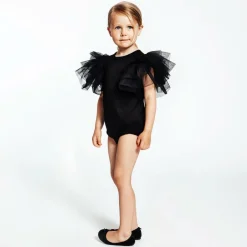 The Tiny Universe Tops*Girls Black Organic Cotton Bodysuit