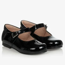 Childrens Classics Bar Shoes*Girls Black Patent Bow Shoes