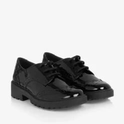 Geox School Shoes|Brogues*Girls Black Patent Faux Leather Brogues