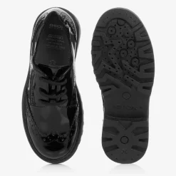 Geox School Shoes|Brogues*Girls Black Patent Faux Leather Brogues