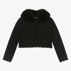 Abel amp; Lula Tops*Girls Black Plush Collar Cardigan