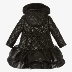 Caramelo Kids Coats & Jackets*Girls Black Quilted Hooded Coat