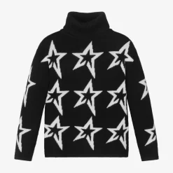 Perfect Moment Tops*Girls Black Roll Neck Star Sweater