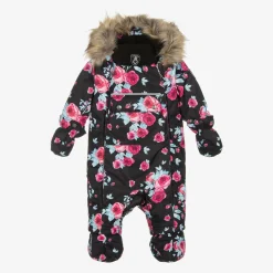 Deux par Deux Snowwear|Coats & Jackets*Girls Black Roses Snowsuit Set