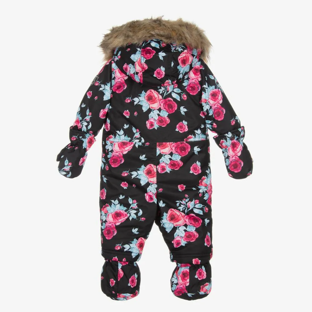 Deux par Deux Snowwear|Coats & Jackets*Girls Black Roses Snowsuit Set