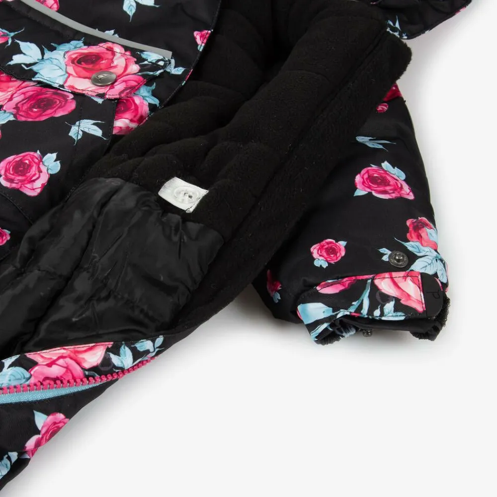 Deux par Deux Snowwear|Coats & Jackets*Girls Black Roses Snowsuit Set