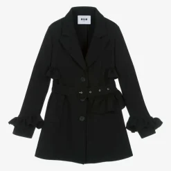 MSGM Coats & Jackets*Girls Black Ruffle Coat