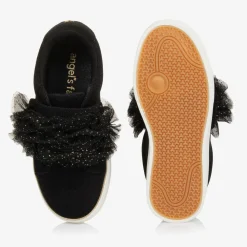 Angels Face Trainers|Trainers*Girls Ruffle Velcro Trainers Black