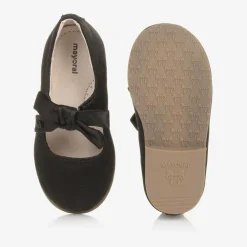 Mayoral Bar Shoes|Bar Shoes*Girls Black Satin Bow Shoes