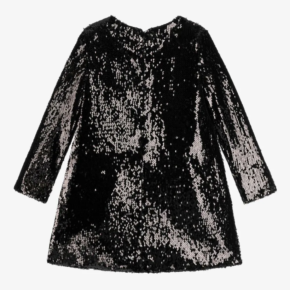 Elie Saab Dresses*Girls Black Sequin Embroidered Floral Dress