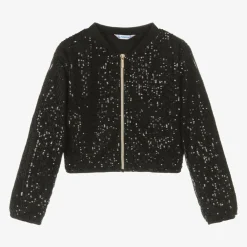 Mayoral Tops*Girls Black Sequin Zip-Up Top