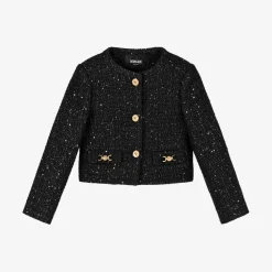 Versace Coats & Jackets*Girls Black Sequinned Tweed Jacket