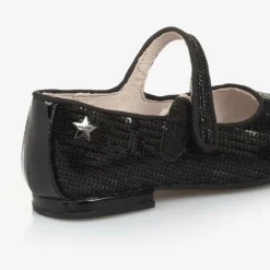 Mayoral Bar Shoes|Bar Shoes*Girls Black Sequinned Velcro Shoes