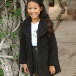 Balloon Chic Coats & Jackets*Girls Black Sparkly Bouclé Coat