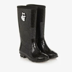 KARL LAGERFELD KIDS Rain Boots|Rain Boots*Girls Black Sparkly Rain Boots