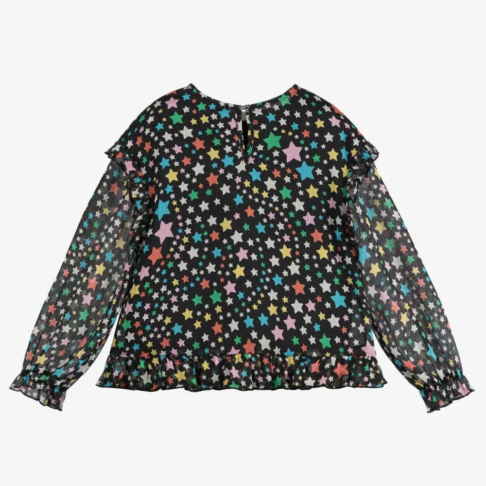 Stella McCartney Kids Tops*Girls Black Star Print Chiffon Blouse