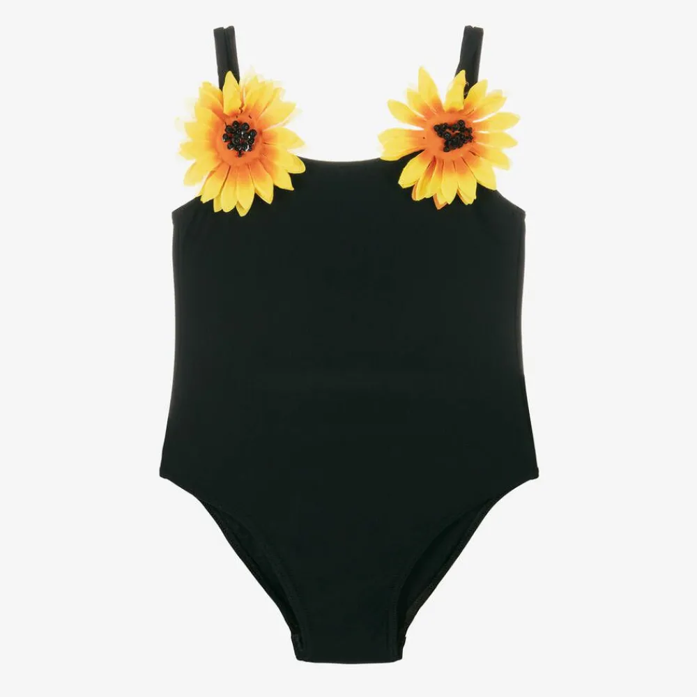Selini Action Swimwear*Girls Black Sunflower Swimsuit