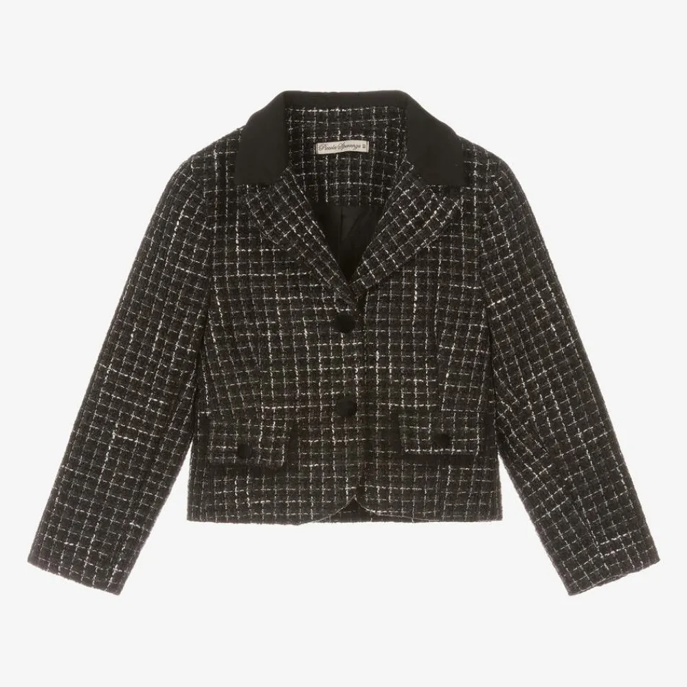 Piccola Speranza Coats & Jackets*Girls Black Tweed Blazer