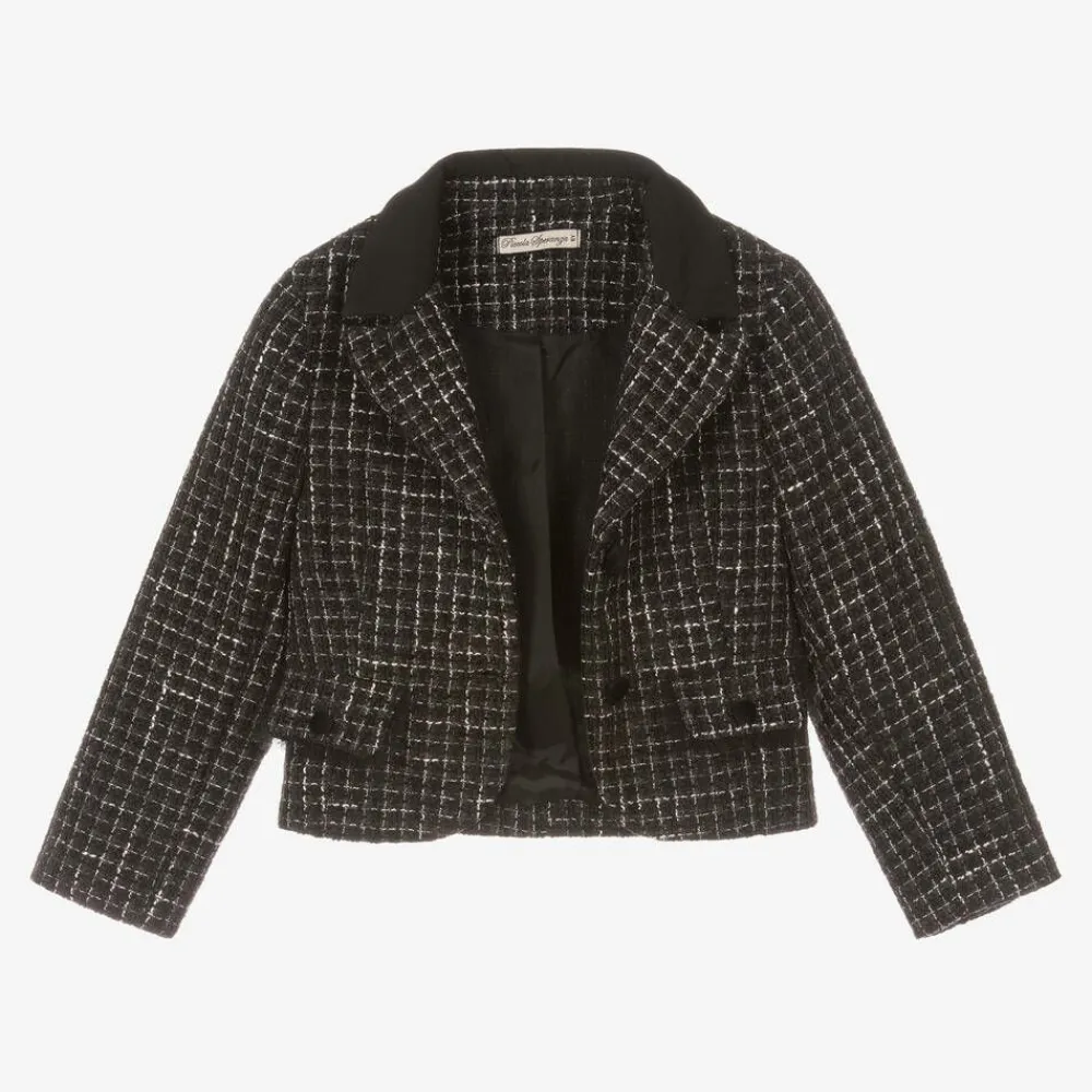 Piccola Speranza Coats & Jackets*Girls Black Tweed Blazer