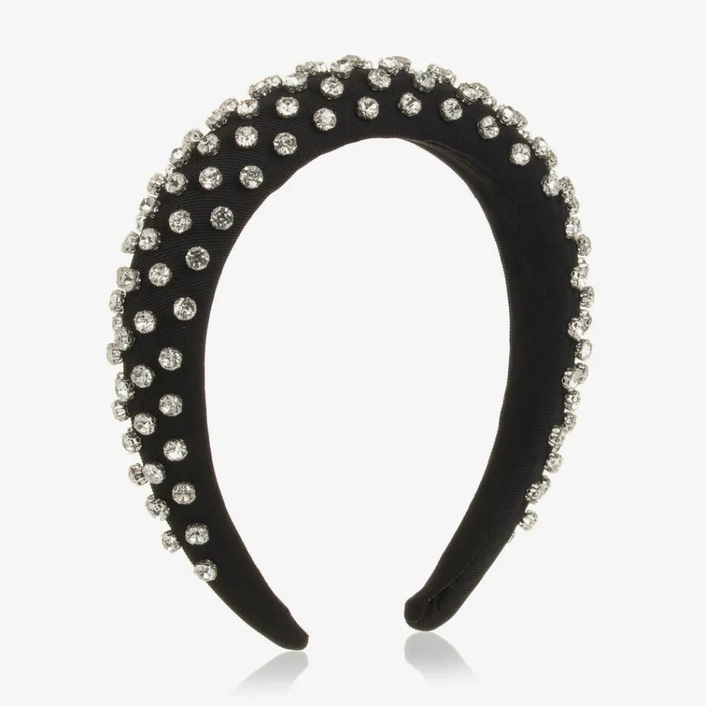 David Charles Hair Accessories*Girls Black Twill Diamanté Hairband