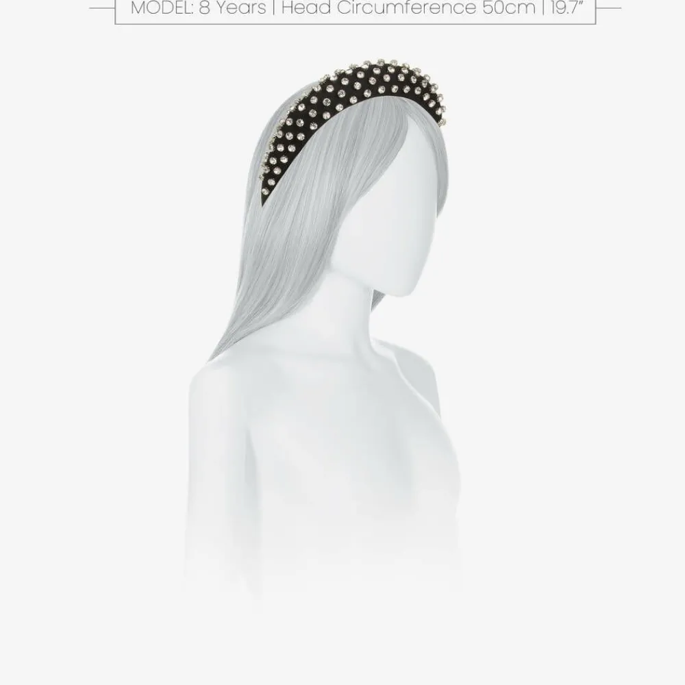 David Charles Hair Accessories*Girls Black Twill Diamanté Hairband
