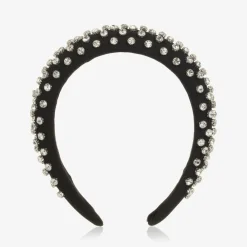 David Charles Hair Accessories*Girls Black Twill Diamanté Hairband