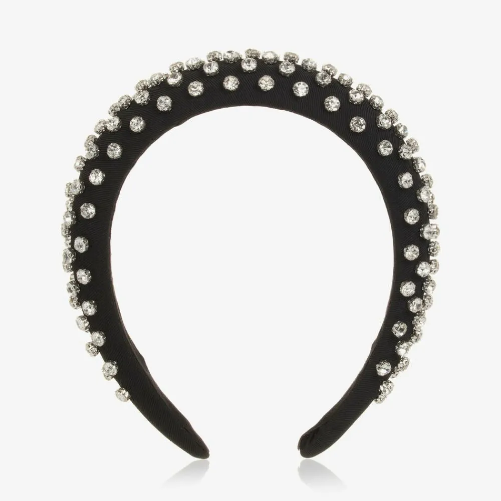 David Charles Hair Accessories*Girls Black Twill Diamanté Hairband
